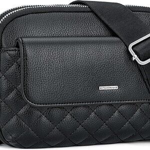 Elegant Small Crossbody Purse in Black with RFID Protection & Phone Pocket